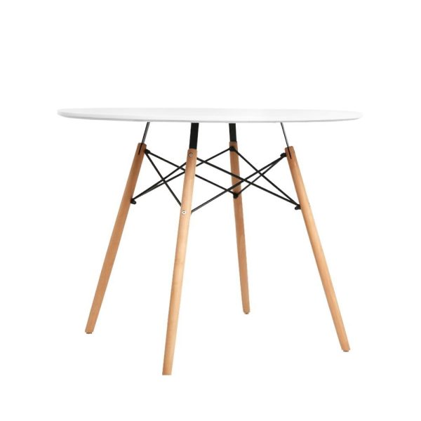 Dining Table 4 Seater Round Replica DSW Eiffel Kitchen Timber White