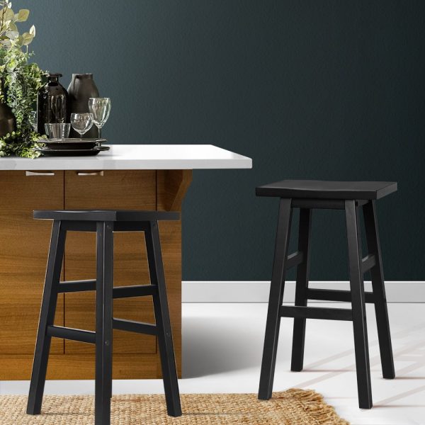 Artissf Beech Wood Bar Stools – Black, 2