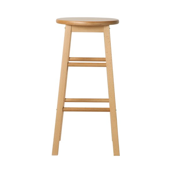 Set of 2 Beech Wood Backless Bar Stools – Natural