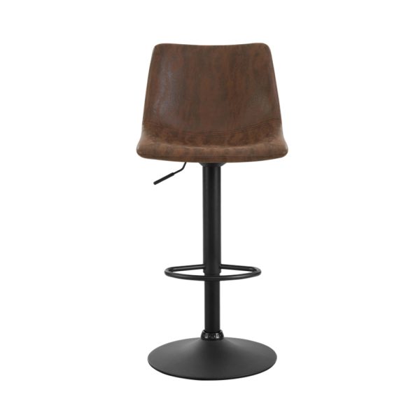 Set of 2 Bar Stools Gas Lift – Brown