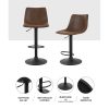 Set of 2 Bar Stools Gas Lift – Brown