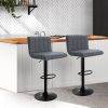 2x Bar Stools Vintage Leather Gas Lift Grey