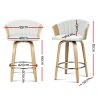 Set of 2 Bar Stools Kitchen Stool Wooden Chair Swivel Chairs Leather – White