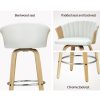 Set of 2 Bar Stools Kitchen Stool Wooden Chair Swivel Chairs Leather – White