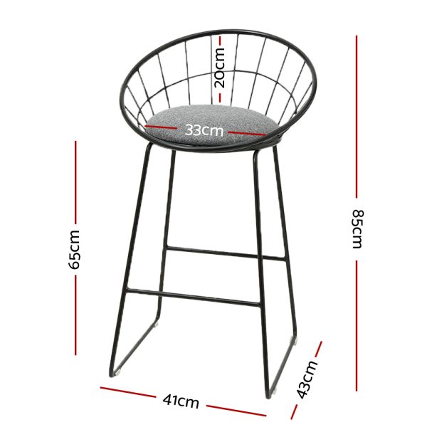 Bar Stools Steel Fabric – Grey and Black – 2