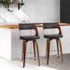 2x Bar Stools Swivel Leather Chair 65cm