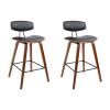 PU Leather Circular Footrest Bar Stools – Black – 2