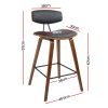 PU Leather Circular Footrest Bar Stools – Black – 2