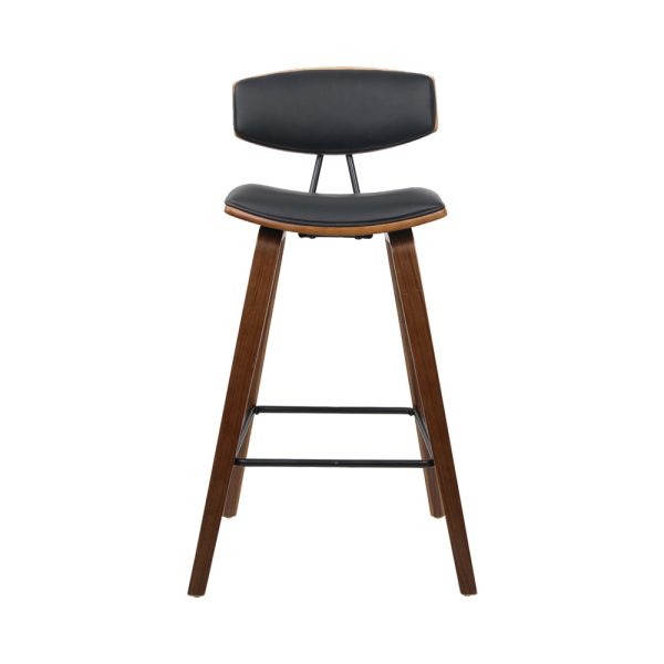 PU Leather Circular Footrest Bar Stools – Black – 2