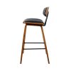 PU Leather Circular Footrest Bar Stools – Black – 2