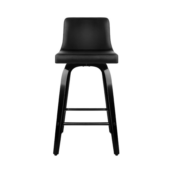 Wooden PU Leather Bar Stool – Black – 2