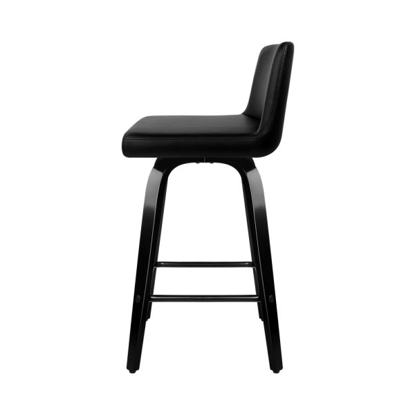 Wooden PU Leather Bar Stool – Black – 2