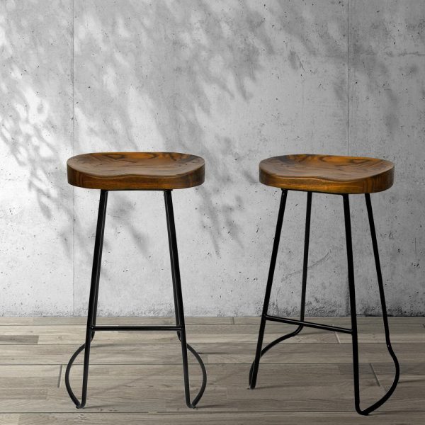 Backless Elm Wood Bar Stools