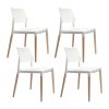 Dining Chairs Set of 4 Plastic Wooden Stackable White