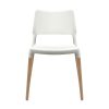 Dining Chairs Set of 4 Plastic Wooden Stackable White