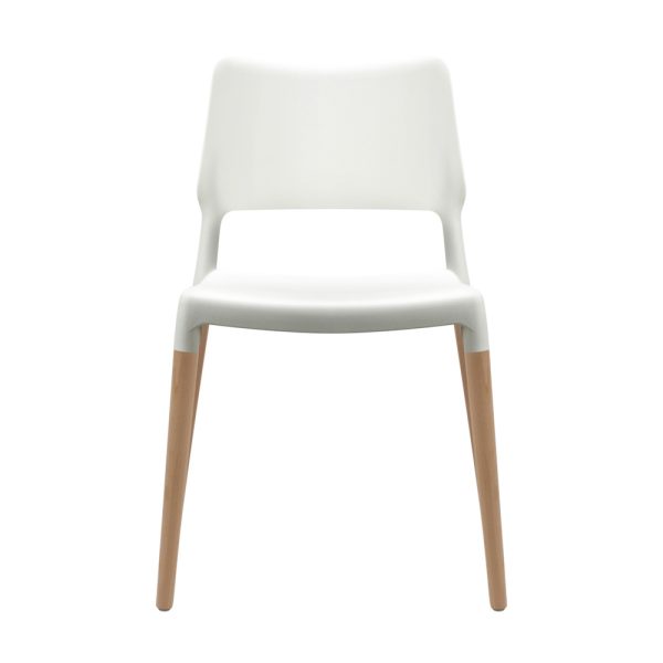 Dining Chairs Set of 4 Plastic Wooden Stackable White