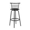 PU Leather Bar Stools – Black and Steel – 2