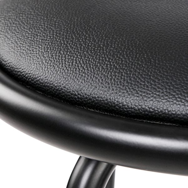 PU Leather Bar Stools – Black and Steel – 2