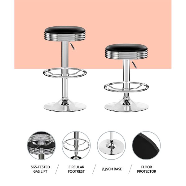 Backless PU Leather Bar Stools – Chrome