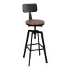 Rustic Industrial Style Metal Bar Stool – Black and Wood – 1