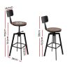 Rustic Industrial Style Metal Bar Stool – Black and Wood – 1