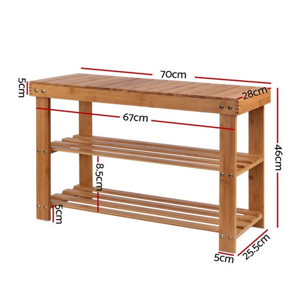 Shoe Rack Shoe Bench 10 Pairs Bamboo