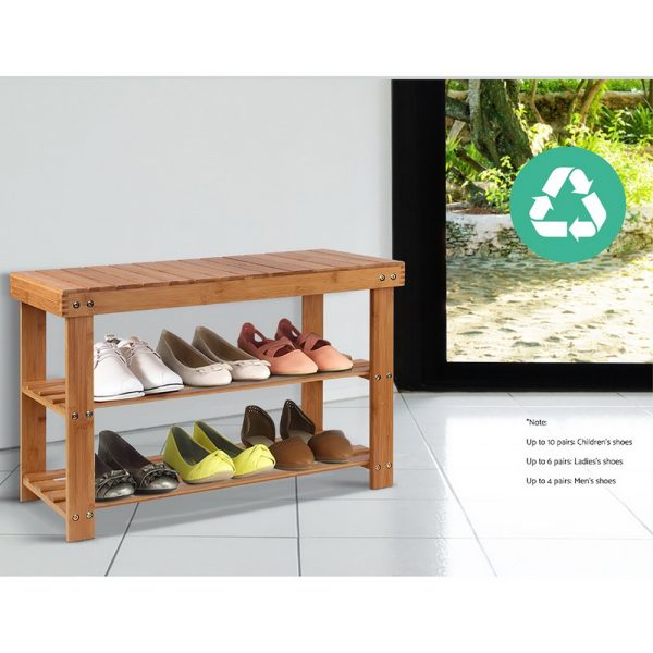 Shoe Rack Shoe Bench 10 Pairs Bamboo