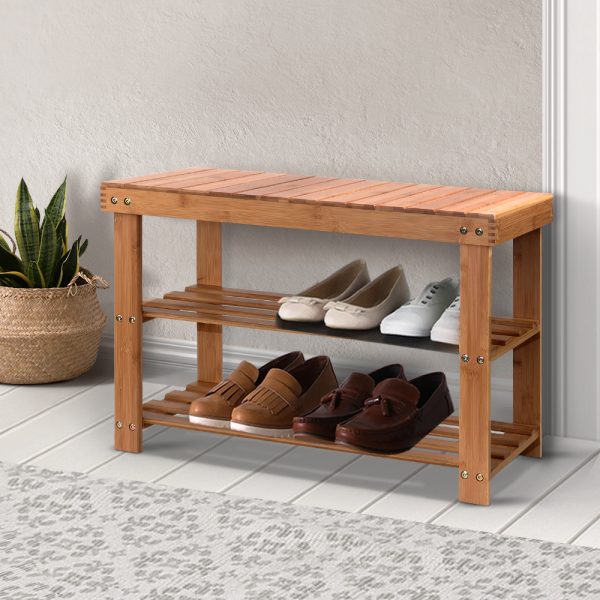 Shoe Rack Shoe Bench 10 Pairs Bamboo