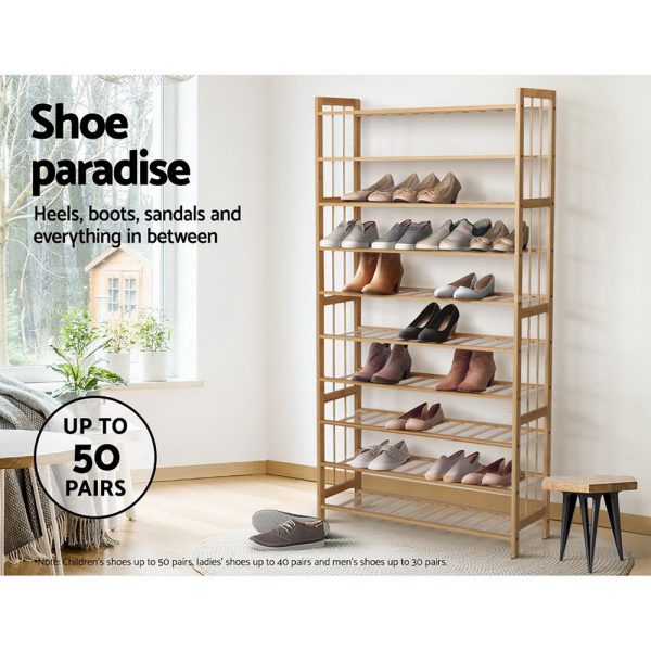 Shoe Rack Bamboo Shoe Storage 10-tier 50 Pairs