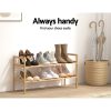 Shoe Rack Bamboo Storage Cabinet 2 Tiers Portable Organizer Shelf Pine