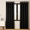 2X Blockout Curtains Blackout Window Curtain Eyelet – 140×230 cm, Black