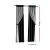 2X 132x242cm Blockout Sheer Curtains Black