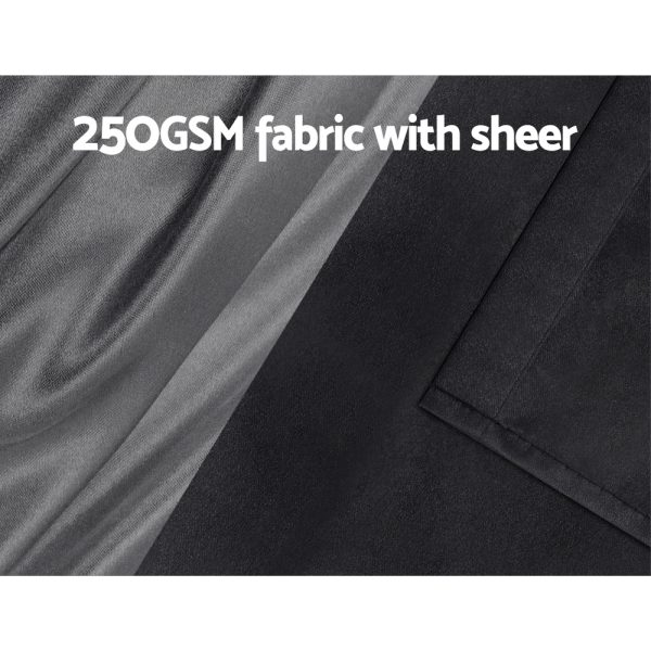 2X 132x242cm Blockout Sheer Curtains Black