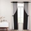 2X 132x242cm Blockout Sheer Curtains Black