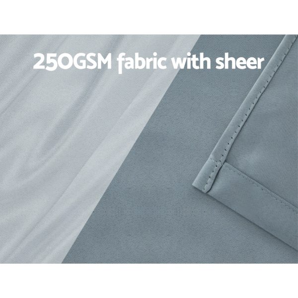 2X 132x242cm Blockout Sheer Curtains Light Grey