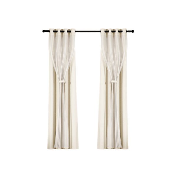 2X 132x274cm Blockout Sheer Curtains Beige