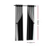 2X 132x304cm Blockout Sheer Curtains Black