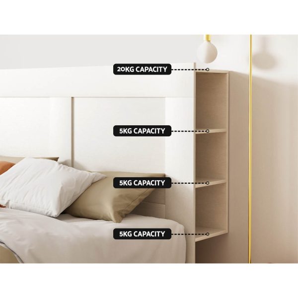 Bed Head Headboard Queen with Shelves – CABI White