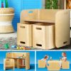 3 PC Nordic Kids Table Chair Set Beige Desk Activity Compact Children – Nature