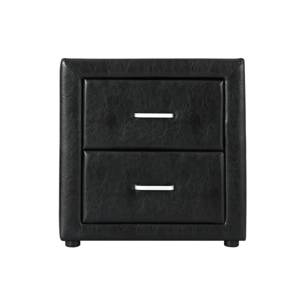 Hythe PVC Leather Bedside Table – Black