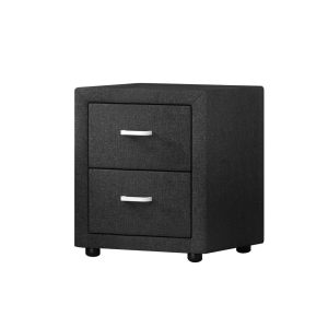 Hythe PVC Leather Bedside Table – Charcoal