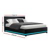 Benda LED Bed Frame PU Leather Gas Lift Storage – DOUBLE, Black