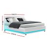 Benda LED Bed Frame PU Leather Gas Lift Storage – DOUBLE, White