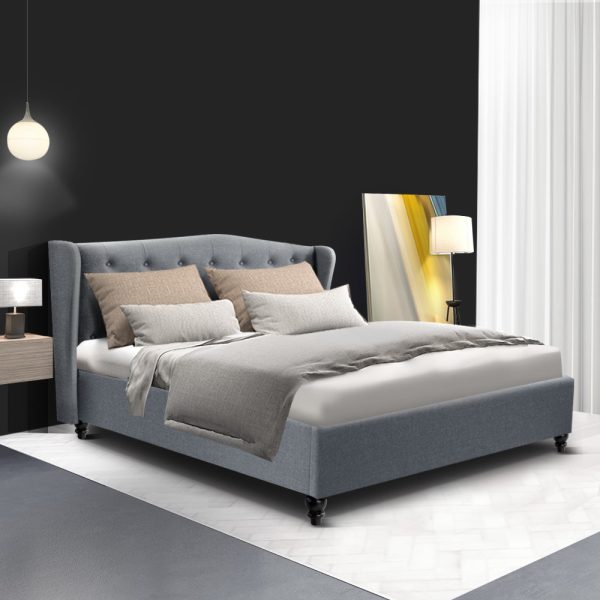 Walker Bed Frame Fabric – DOUBLE, Grey