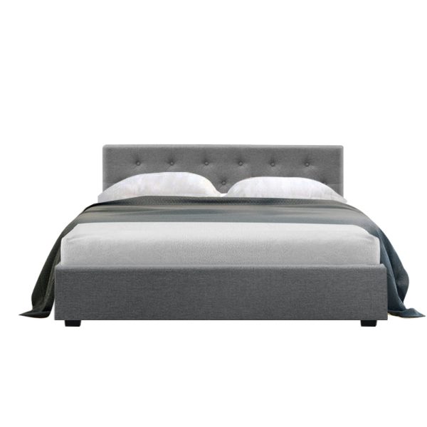 Glenroy Bed Frame Gas Lift Base With Storage Fabric Vila Collection – DOUBLE, Grey