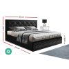 Antonio Bed Frame Fabric Gas Lift Storage – QUEEN, Black