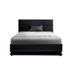 Biddon RGB LED Bed Frame King Single Size Gas Lift Base Storage Leather LUMI