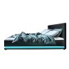 Biddon RGB LED Bed Frame King Single Size Gas Lift Base Storage Leather LUMI