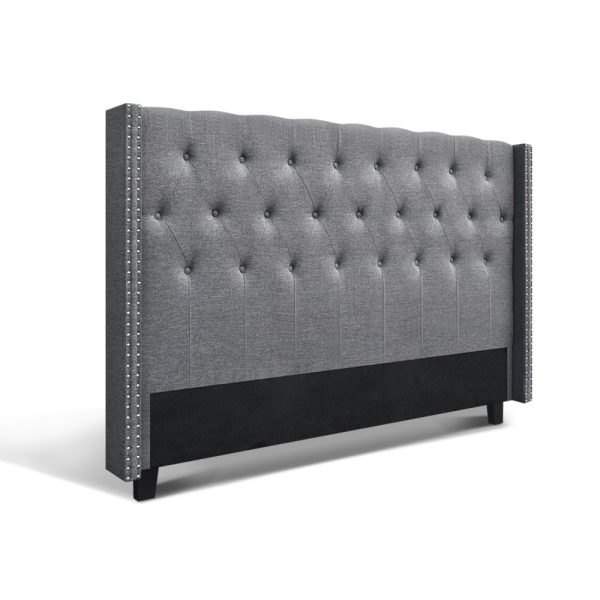 Bed Head Headboard Bedhead Fabric Frame Base Grey LUCA