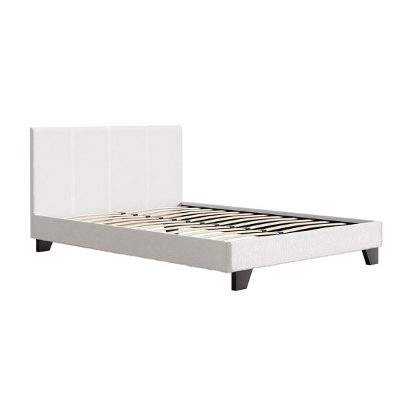 Apex Bed Frame Boucle Fabric Mattress Base Platform Wooden